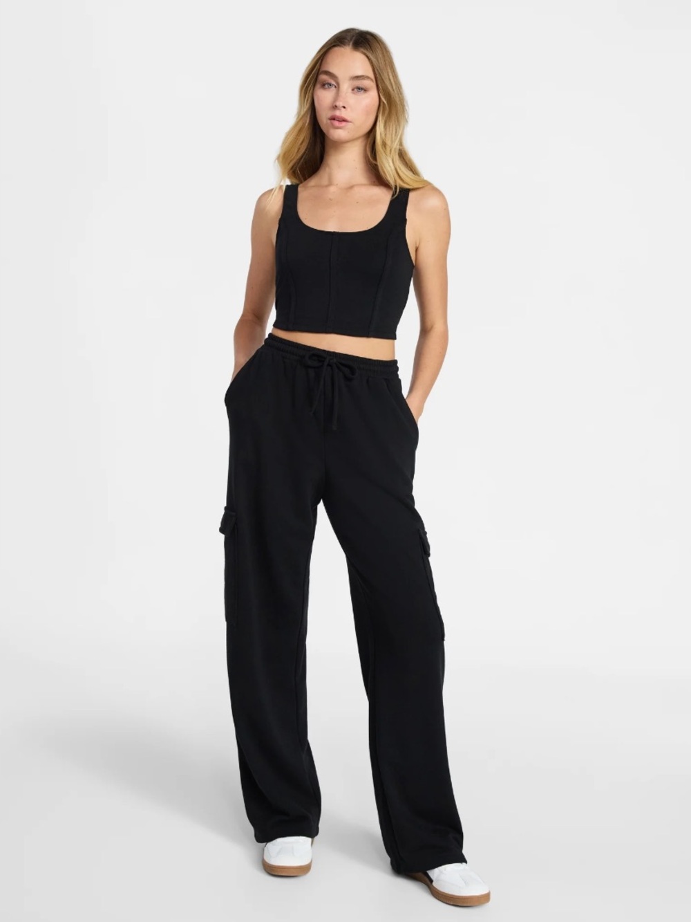 No Boundaries Black Wide-Leg Drawstring Cargo Pants